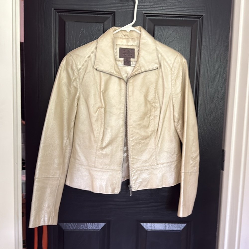 JohnPaulRichard Metallic Cream Leather Jacket M